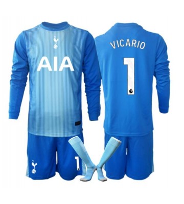 Tottenham Hotspur Guglielmo Vicario #1 Målvakt Borta Kläder Barn 2025-26 Långärmad (+ Korta byxor)